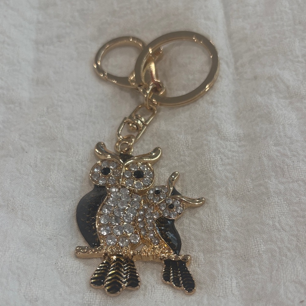 Gold and Black Owl Keychain